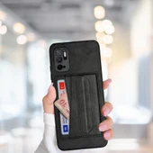 XİAOMİ REDMİ NOTE 11 SE STANDLI  KARTLIKLI LÜX DERİ KILIF SİYAH - 1