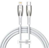 Baseus Glimmer Series Beyaz CADH000002 1mt 20w Type-C to Lightning Şarj Kablosu Örgülü - 1