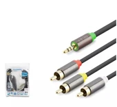 HADRON HDX1065 3.5MM TO 3RCA KABLO 2LINE GOLD 3M SİYAH - 1