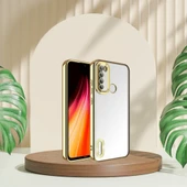 XİAOMİ REDMİ NOTE 8 YANLARI RENKLİ LENS KORUMALI LOGO GÖSTEREN MEGA KILIF GOLD - 1