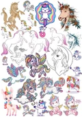 Unicornlar Sticker Set 1 25 Parça Telefon, Tablet, Defter, Laptop Sticker - 1