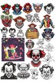 Korkunç Palyaço Yüzleri Sticker Set 1 - 1