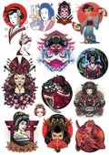Japon Kadınları Sticker Set 15 Parça Telefon, Tablet, Defter, Laptop Sticker - 1