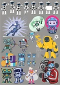 Robot Sticker Set 20 Parça Telefon, Tablet, Defter, Laptop Sticker - 1