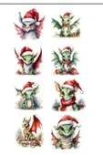 Noel Temalı Ejderhalar Sticker SET - 1