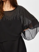 Faik Sönmez Kadın Boncuk Ve Taş İşli Şifon Pelerinli Uzun Abiye Elbise thumbnail 10