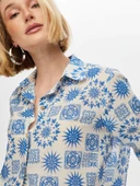 Faik Sönmez Kadın Mandala Desen Pamuk Vual Gömlek 25YUS25GML055 - 9