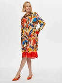 Faik Sönmez Kadın Eteği Sulu Kemer Detaylı Viskon Gömlek Elbise thumbnail 4