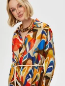 Faik Sönmez Kadın Eteği Sulu Kemer Detaylı Viskon Gömlek Elbise thumbnail 11