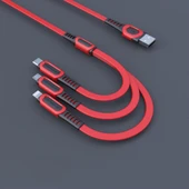 Zipax  Xiaomi Mi A2 Lite Şarj Kablosu 3in1 (Type-C-Lihgtning-Micro) 1.3m 3A - 2