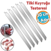 Tilki Kuyruğu Kemik Kesme Testeresi Kurban Et Paslanmaz Çelik Bıçak Buz Kesme Ağzı Ucu 30 cm (5 Adet) - 1