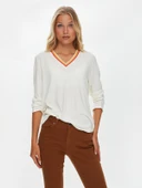 Faik Sönmez Kadın Çizgili Triko Yakalı Uzun Kol Kaşkorse Bluz - 8