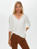 Faik Sönmez Kadın Çizgili Triko Yakalı Uzun Kol Kaşkorse Bluz - 11