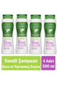 Komili Kuru ve Yıpranmış Saçlar İçin Vegan Temel Bakım Şampuanı 500 ml x 4 Adet - 1