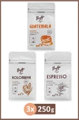 Brezilya Kuru Kahveci Atilla Pak Çekirdek Kahve 250 gr x 3 Adet (Kolombiya, Guatemala, Espresso) - 1
