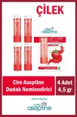 Cire Aseptine Lip Care Strawberry (Çilek) Renkli Dudak Nemlendirici 4,5 G x 4 Adet - 3
