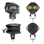 Motosiklet Çift Göz Led Lazer Sis Farı 2 ADET Delici Beyaz Sarı Çift Renk 12-80 Volt - 3