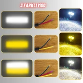 LED Motosiklet Aydınlatma Sis Lambası Skull Tasarımlı 3 Modlu 12V-24V Yüksek Performanslı Far 2 Adet - 2