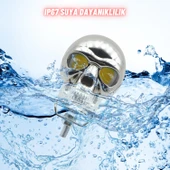 LED Motosiklet Aydınlatma Sis Lambası Skull Tasarımlı 3 Modlu 12V-24V Yüksek Performanslı Far 2 Adet - 7