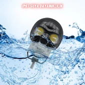 LED Motosiklet Aydınlatma Sis Lambası Skull Tasarımlı 3 Modlu 12V-24V Yüksek Performanslı Far 2 Adet - 7