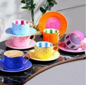 Kosova Bone China Puantiyeli  Nescafe Fincan Takımı 200cc  FNC-12 - 1