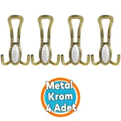 Metal Portmanto Vestiyer Duvar Dolap Elbise Mobilya Kapı Askısı Askılığı Askılık Gold Altın (4 Adet) - 1