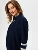 Zigzag Şeritli Polo Yaka Örme Bluz Faik Sönmez - 8