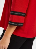 Zigzag Şeritli Polo Yaka Örme Bluz Faik Sönmez - 3