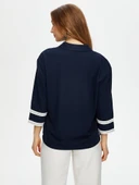 Zigzag Şeritli Polo Yaka Örme Bluz Faik Sönmez - 10