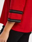 Zigzag Şeritli Polo Yaka Örme Bluz Faik Sönmez - 11