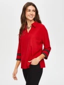 Zigzag Şeritli Polo Yaka Örme Bluz Faik Sönmez - 1