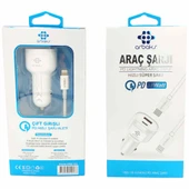 38W PD + Usb Çift Girişli Araç iphone Şarj Aleti Arbaks ARB-103 - 1