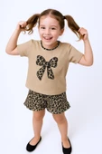 KIZ ÇOCUK ŞORT ETEK TAKIM LEOPAR BASKILI FIRFIRLI B1 thumbnail 4