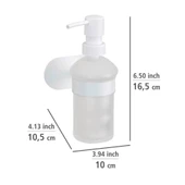 Saban Duvara Monte Sabunluk – Mat Beyaz, Paslanmaz Çelik, Yapışkan Sistemli, 200 ml Kapasiteli, Saten Cam Şişeli - 5
