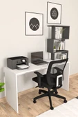 Pratik Kitaplıklı Çalışma Masası Beyaz Antrasit - 3
