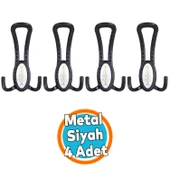 Metal Portmanto Vestiyer Duvar Dolap Elbise Mobilya Kapı Askısı Askılığı Askılık Mat Siyah 4 Adet thumbnail 1