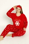 Nisanca Büyük Beden Peluş Polar Pijama Takımı- Saç Bandı Hediyeli - 1