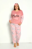 Nisanca Büyük Beden Peluş Polar Pijama Takımı- Saç Bandı Hediyeli - 10