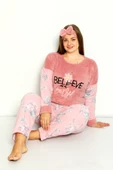 Nisanca Büyük Beden Peluş Polar Pijama Takımı- Saç Bandı Hediyeli - 11