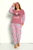 Nisanca Büyük Beden Peluş Polar Pijama Takımı- Saç Bandı Hediyeli - 6