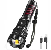Br-6800 Zoomlu 30w  El Feneri Cob Led 8 Fonksiyonlu C-tip Şarj Edilebilir Powerbank Taktik El Feneri - 1