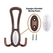 Metal Portmanto Vestiyer Duvar Dolap Elbise Mobilya Kapı Askısı Askılığı Askılık Antik Bakır 4 Adet thumbnail 4