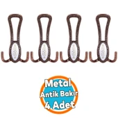 Metal Portmanto Vestiyer Duvar Dolap Elbise Mobilya Kapı Askısı Askılığı Askılık Antik Bakır 4 Adet thumbnail 1