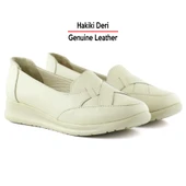 Erkan Saçmacı Mammina Bej Hakiki Deri Çapraz Bant Detaylı Slip-On Günlük Ayakkabı - 3