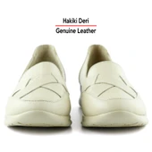 Erkan Saçmacı Mammina Bej Hakiki Deri Çapraz Bant Detaylı Slip-On Günlük Ayakkabı - 4