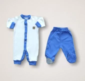 Minik Centilmen I Nakışlı %100 Cotton Antibakteriyel 10lu Zıbın Takımı Hastane Çıkışı Mavi thumbnail 6