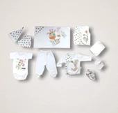 Love Zürafa Nakışlı %100 Cotton Antibakteriyel 10lu Zıbın Takımı Hastane Çıkışı Ekru - 2