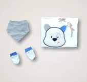 Minik Centilmen I Nakışlı %100 Cotton Antibakteriyel 10lu Zıbın Takımı Hastane Çıkışı Mavi thumbnail 4