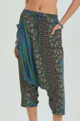Desenli Bağcıklı Kapri Şalvar Pantolon - 4