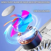 Polham 4 Fanlı RGB Işıklı Laptop Soğutucu Stand, 7 Kademeli Yükseklik Ayarlı Portatif Taşınabilir Stand - 5